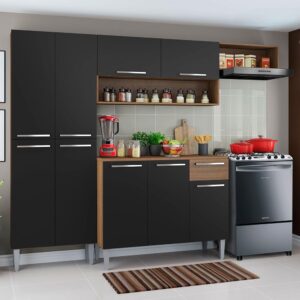 Armário de Cozinha Compacta Emilly Top Madesa - Rustic/Preto