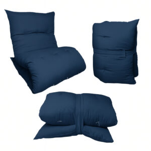 Almofada Futon Dobrável 170x60x9cm Colchonete Multiuso Chão Pallets Sofá Visita Meditação Macia - Azul Marinho