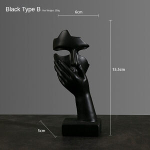 Resina Estátua Abstrata Desktop Enfeites Figurinhas Escultura Character Rosto Nordic Light Luxo Arte Artesanato Decor - Preto C