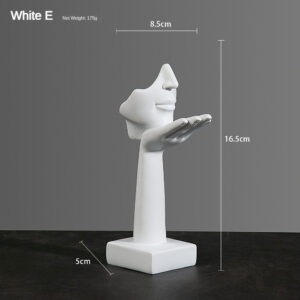 Resina Estátua Abstrata Desktop Enfeites Figurinhas Escultura Character Rosto Nordic Light Luxo Arte Artesanato Decor - branco E