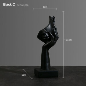 Resina Estátua Abstrata Desktop Enfeites Figurinhas Escultura Character Rosto Nordic Light Luxo Arte Artesanato Decor - preto B