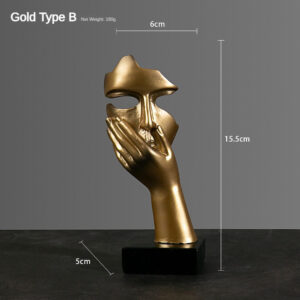 Resina Estátua Abstrata Desktop Enfeites Figurinhas Escultura Character Rosto Nordic Light Luxo Arte Artesanato Decor - ouro C