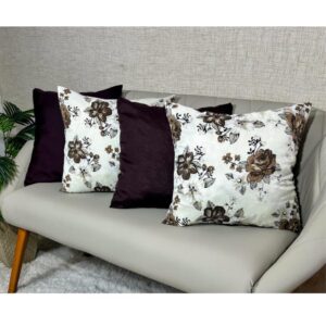 KIT c4 ALMOFADAS COM ENCHIMENTO PARA SALA QUARTO OU SOFÁ 45X45cm - FLORAL PALHAcTABACO