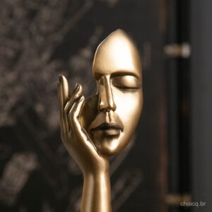 Resina Estátua Abstrata Desktop Enfeites Figurinhas Escultura Character Rosto Nordic Light Luxo Arte Artesanato Decor