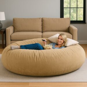 Puff Gigante Premium Suede Varias Cores 1.50x30 Diâmetro Sem Enchimento Lançamento - NUDE