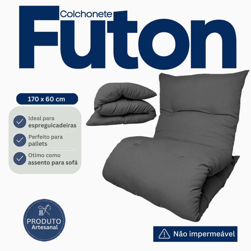 Almofada Futon Dobrável 170x60x9cm Colchonete Multiuso Chão Pallets Sofá Visita Meditação Macia