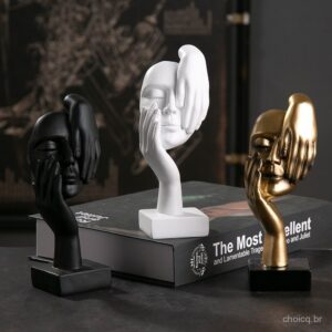 Resina Estátua Abstrata Desktop Enfeites Figurinhas Escultura Character Rosto Nordic Light Luxo Arte Artesanato Decor