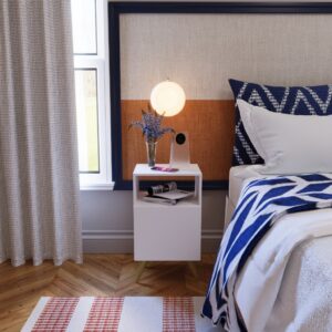 Mesa de Cabeceira Com Porta Nicho Quarto Casal Decoração Retro Rapallo