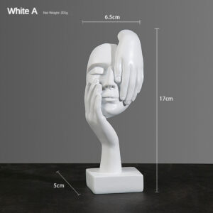 Resina Estátua Abstrata Desktop Enfeites Figurinhas Escultura Character Rosto Nordic Light Luxo Arte Artesanato Decor - branco A