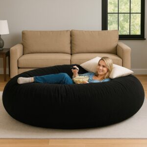 Puff Gigante Premium Suede Varias Cores 1.50x30 Diâmetro Sem Enchimento Lançamento - PRETO