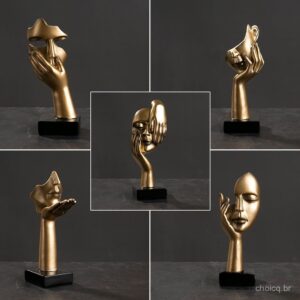 Resina Estátua Abstrata Desktop Enfeites Figurinhas Escultura Character Rosto Nordic Light Luxo Arte Artesanato Decor