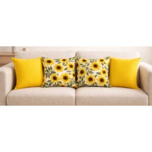 KIT c4 ALMOFADAS COM ENCHIMENTO PARA SALA QUARTO OU SOFÁ 45X45cm - GIRASSOLcAMARELO