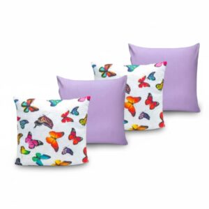 KIT c4 ALMOFADAS COM ENCHIMENTO PARA SALA QUARTO OU SOFÁ 45X45cm - BORBOLETAcLILÁS