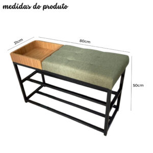 Sapateira Banco Banquinho Estofado Para Casa 80cm Aparador Luxo