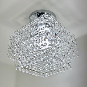 Lustre Plafon Cristal Acrílico 02 Placas Quadrado Promoção