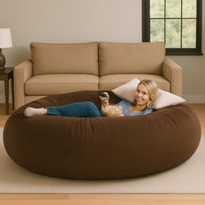 Puff Gigante Premium Suede Varias Cores 1.50x30 Diâmetro Sem Enchimento Lançamento - MARROM CAFÉ