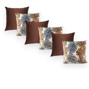 KIT 6 ALMOFADAS LUXO cENCHIMENTO p QUARTO SALA SOFÁ DECORAÇÃO PRONTA - COSTELA AZULcTABACO