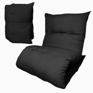 Almofada Futon Dobrável 170x60x9cm Colchonete Multiuso Chão Pallets Sofá Visita Meditação Macia - Preto