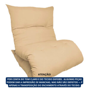 Almofada Futon Dobrável 170x60x9cm Colchonete Multiuso Chão Pallets Sofá Visita Meditação Macia - Bege