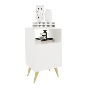 Mesa de Cabeceira Com Porta Nicho Quarto Casal Decoração Retro Rapallo - Branco