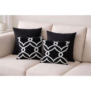 KIT c4 ALMOFADAS COM ENCHIMENTO PARA SALA QUARTO OU SOFÁ 45X45cm - ELO PRETO&BRANCO