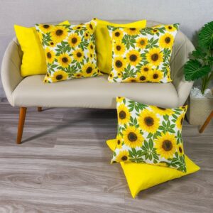 KIT 6 ALMOFADAS LUXO cENCHIMENTO p QUARTO SALA SOFÁ DECORAÇÃO PRONTA - GIRASSOLcAMARELO