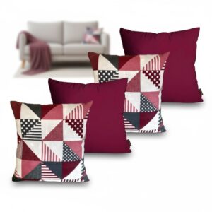 KIT c4 ALMOFADAS COM ENCHIMENTO PARA SALA QUARTO OU SOFÁ 45X45cm - JAVA BORDÔcVINHO