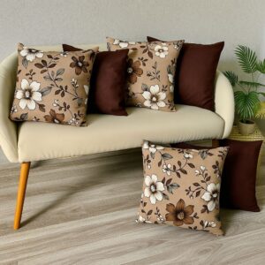 KIT 6 ALMOFADAS LUXO cENCHIMENTO p QUARTO SALA SOFÁ DECORAÇÃO PRONTA - FLORAL TABACOcTABACO