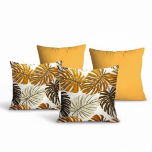 KIT c4 ALMOFADAS COM ENCHIMENTO PARA SALA QUARTO OU SOFÁ 45X45cm - COSTELA14cMOSTARDA