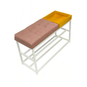 Sapateira Banco Banquinho Estofado Para Casa 80cm Aparador Luxo - Estrutura Branca/Assento Rosa