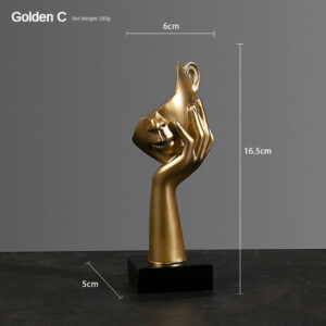 Resina Estátua Abstrata Desktop Enfeites Figurinhas Escultura Character Rosto Nordic Light Luxo Arte Artesanato Decor - ouro B
