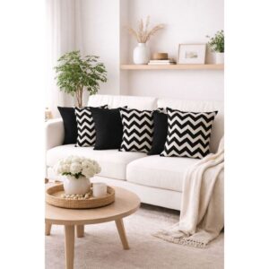 KIT 6 ALMOFADAS LUXO cENCHIMENTO p QUARTO SALA SOFÁ DECORAÇÃO PRONTA - ZIGZAG PRETO