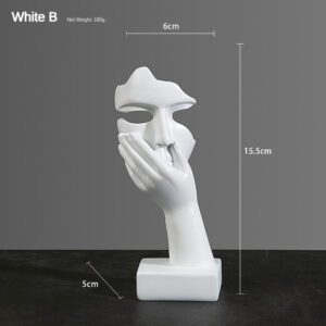 Resina Estátua Abstrata Desktop Enfeites Figurinhas Escultura Character Rosto Nordic Light Luxo Arte Artesanato Decor - branco C