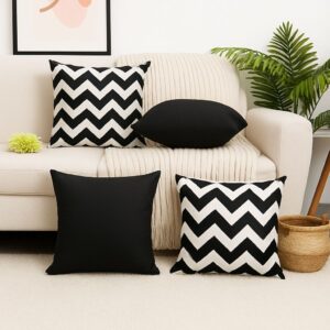 KIT c4 ALMOFADAS COM ENCHIMENTO PARA SALA QUARTO OU SOFÁ 45X45cm - ZIGZAGcPRETO