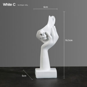 Resina Estátua Abstrata Desktop Enfeites Figurinhas Escultura Character Rosto Nordic Light Luxo Arte Artesanato Decor - branco B