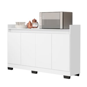 Rack Aparador Buffet Cantinho Café Retrô 4 Portas Ryzen Escritório Hall Entrada - RYZEN 4 PT - BRANCO