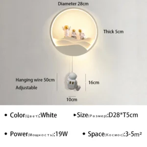 Luminária de Parede LED Moderna para Quarto Infantil e Decoração