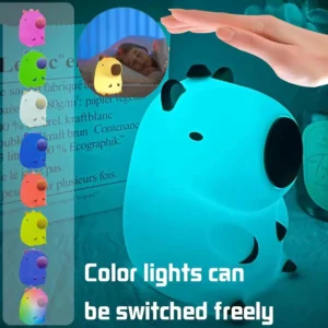 Luz Noturna de Silicone em Formato de Unicórnio - Recarregável USB - Verde Claro