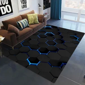 Tapete Geométrico 3D com Luzes de Néon para Decoração de Ambientes