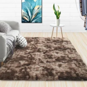 Tapete de Veludo Luxuoso Antiderrapante para Quarto e Sala - MARROM, 160x230cm