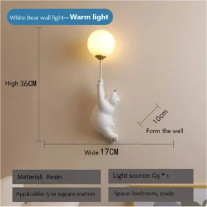 Arandela LED Urso Polar Criativa para Quarto Infantil - White wall light 1