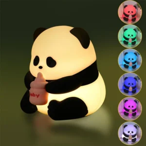 Luz Noturna Panda de Silicone Recarregável - Decoração Kawaii