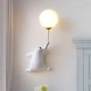 Lâmpada de Parede Infantil Urso Minimalista em Resina