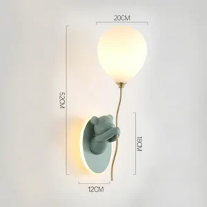 Lâmpada de Parede Urso Balão Decorativa para Quarto Infantil - Verde