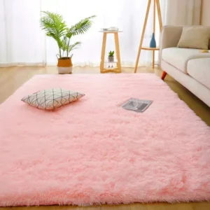 Tapete de Pelúcia Grande Vikama para Sala e Quarto - Estilo Nórdico - ROSA, 160x230cm