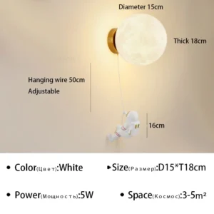 Luminária de Parede LED Moderna para Quarto Infantil e Decoração