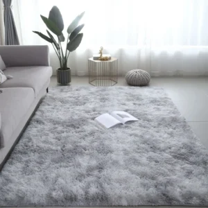 Tapete de Veludo Luxuoso Antiderrapante para Quarto e Sala - Cinza Claro, 140x200cm