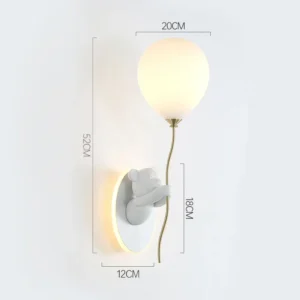 Lâmpada de Parede Urso Balão Decorativa para Quarto Infantil - Branco
