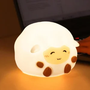 Luz Noturna de Silicone em Formato de Unicórnio - Recarregável USB - Castanho