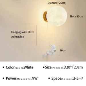 Luminária de Parede LED Moderna para Quarto Infantil e Decoração